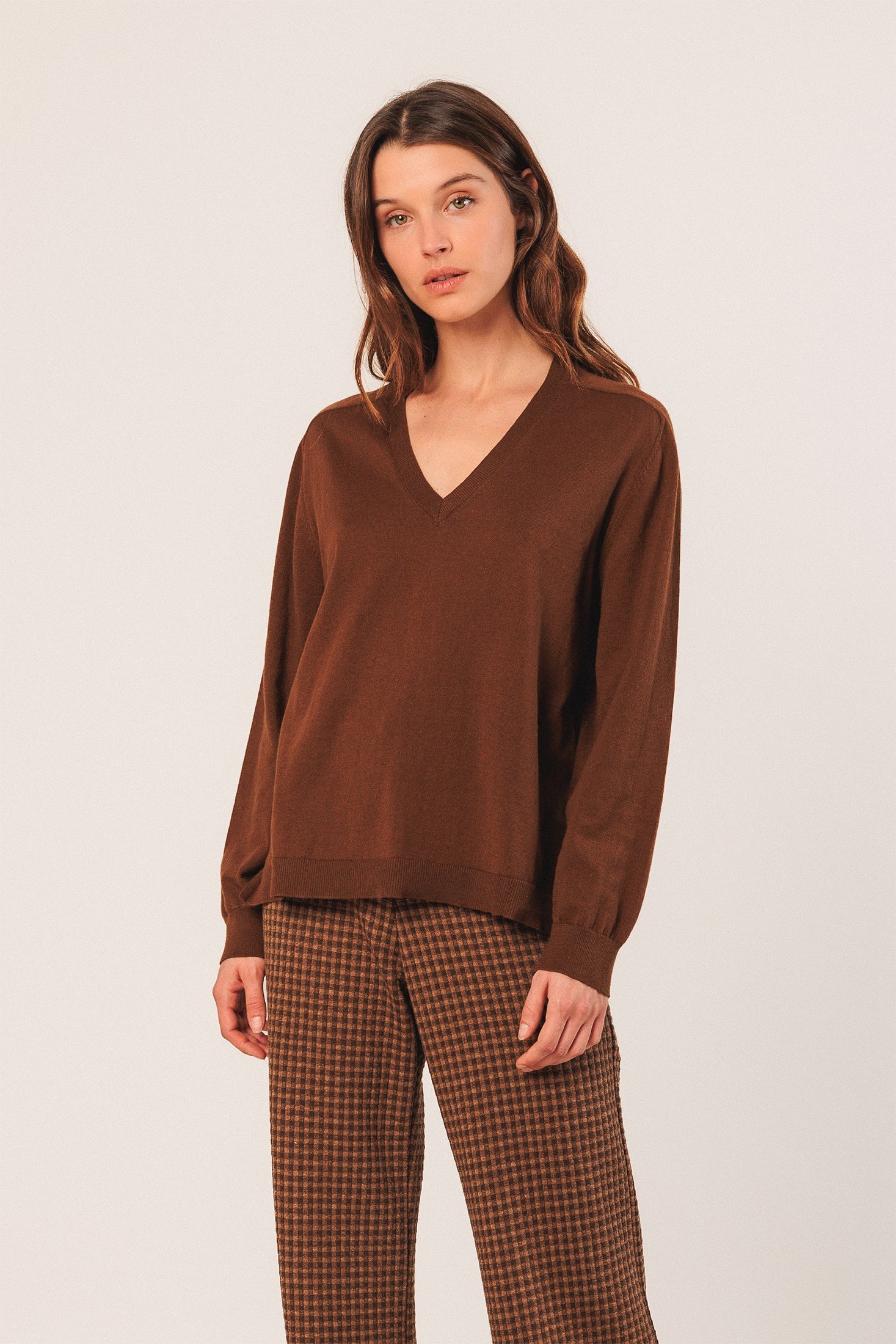Basic Cotton Sweater Brown