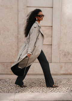90's Long Trench Coat Beige