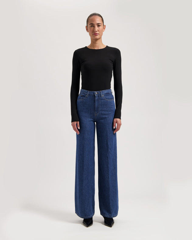 Sara High Loose Flow Jeans Stone Indigo