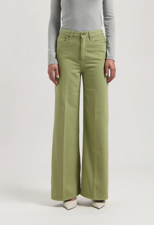 Sara High Loose Flow Jeans Olive