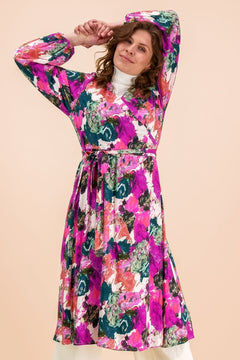 Wrap Midi Dress Aquarelle