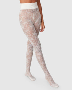 Maja Flower Tights Ivory