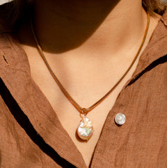 Coin Pearl With Mesh Golden Chain Necklace
