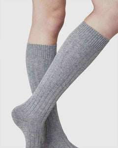 Bodil Chunky Wool Knee-Highs Grey