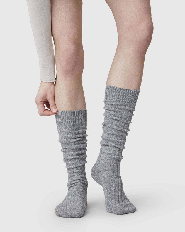 Bodil Chunky Wool Knee-Highs Grey