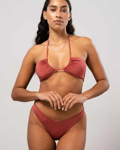 Olkaimellinen Bandeau-bikiniyläosa Dusty Rose