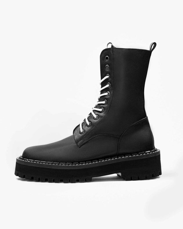 Combat Workers Men's Cactus Leather Boots Black
