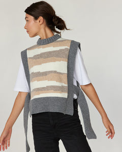 Kalvos Merino Wool Vest Striped Grey