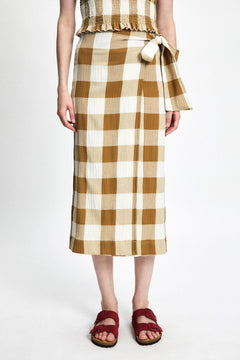 Sky Skirt Checkered Brown