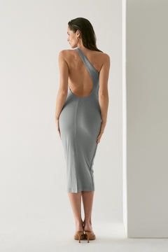 Dress With Asymmetrical Cut-Out On Back Grey