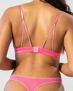 Mesh Cut-Out Triangle Bralette Bubblegum Pink