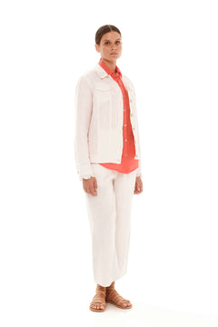 Flap Pocket Linen Jacket White