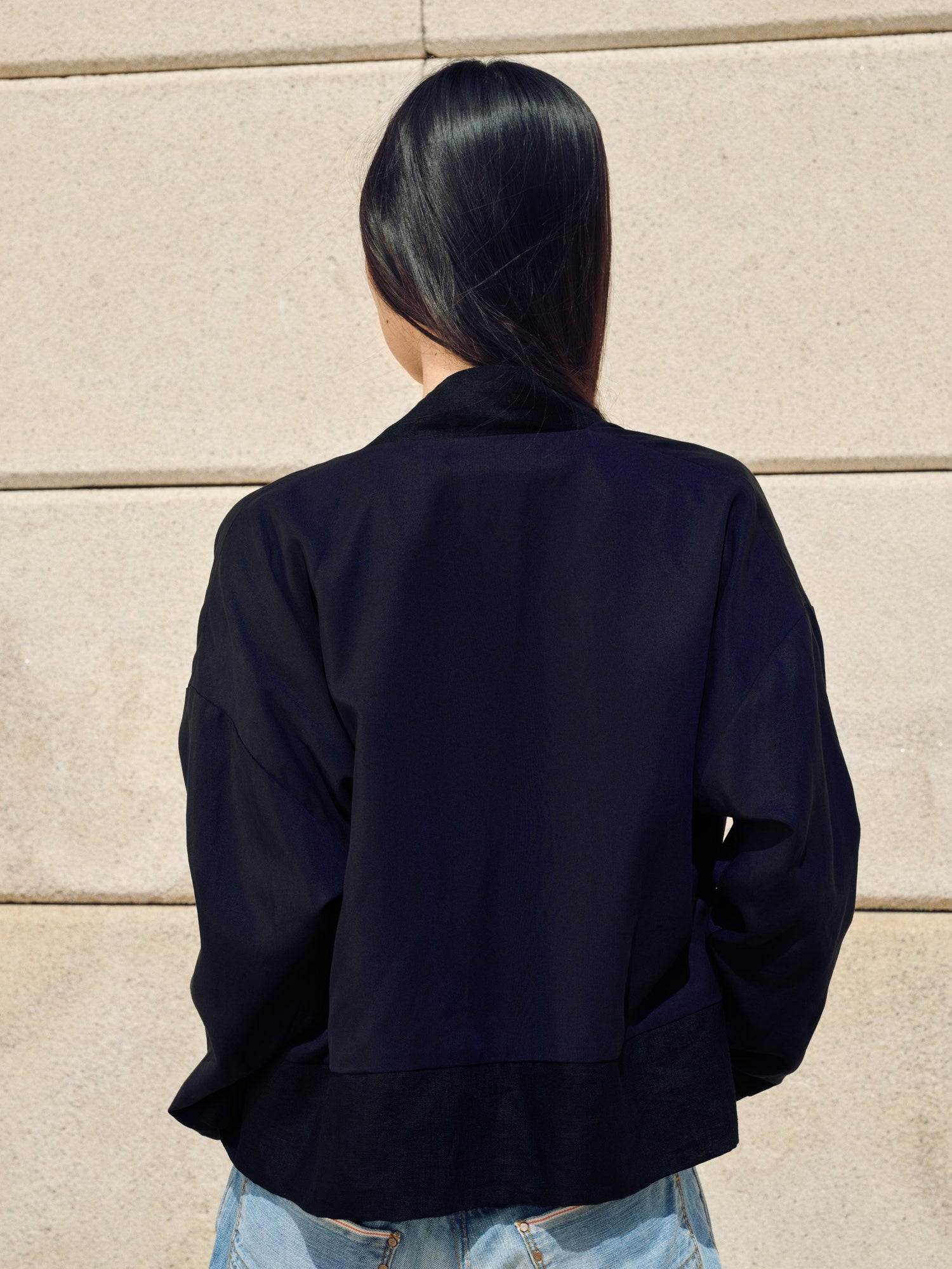 Kimono Jacket Dark Blue Lyocell