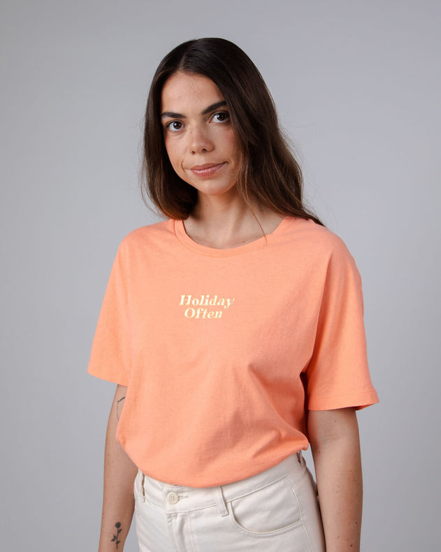 Holidays Oversize Cotton T-Shirt Coral