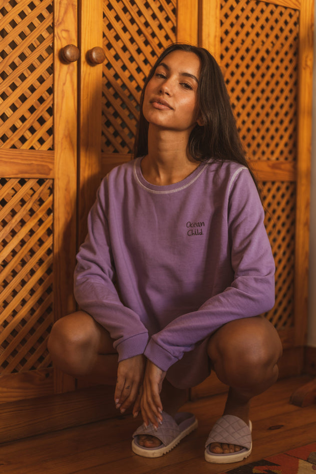 Feel Good Sweater Embroided Ocean Purple