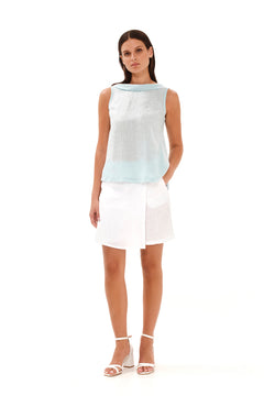 Solid Linen Skort White