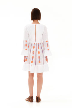 V-Neck Embroidered Cami Dress White