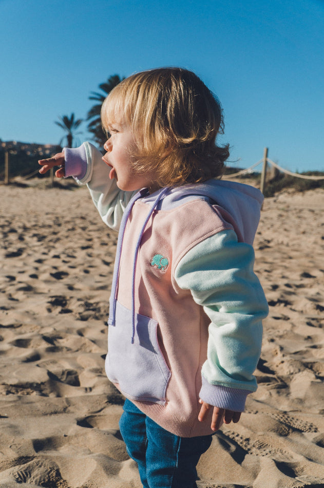 Kids' Color Block Hoodie Pale Pink