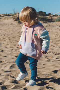 Kids' Color Block Hoodie Pale Pink