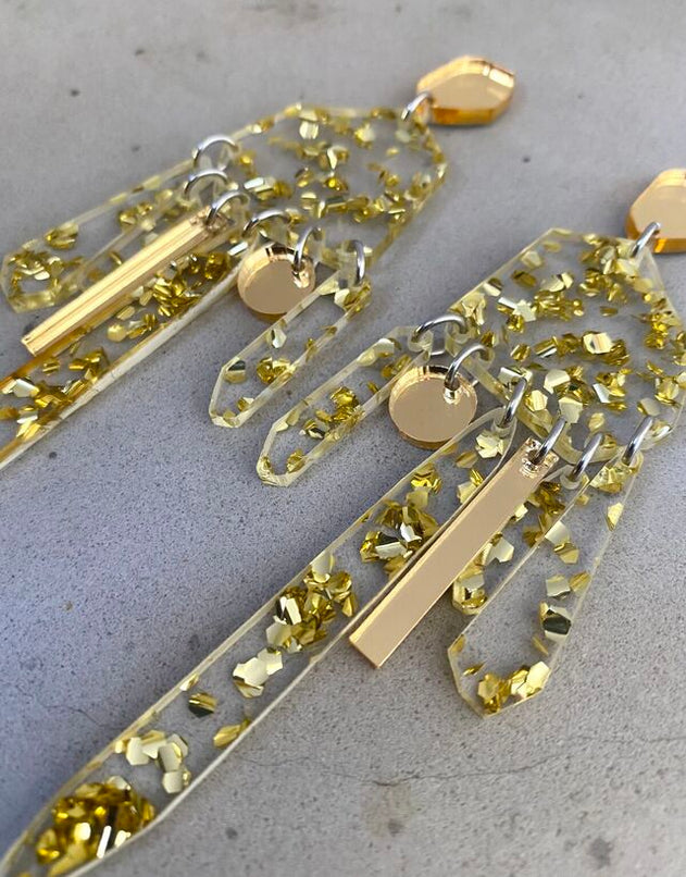 Drop Earrings Gold Glitter