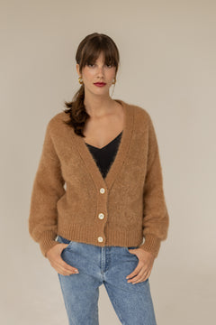 Mia Mohair Neuletakki Caramel Beige