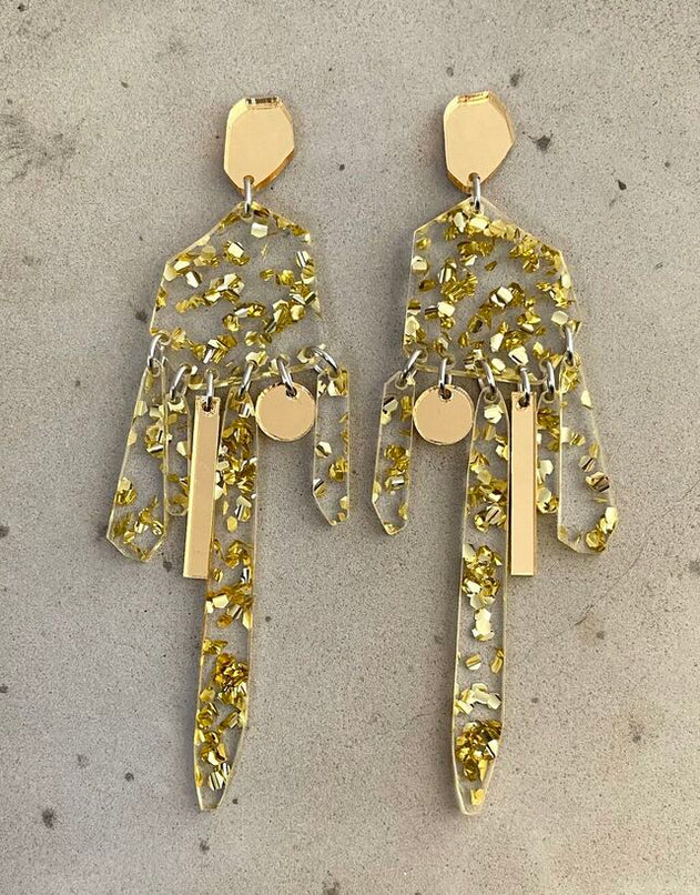 Drop Earrings Gold Glitter