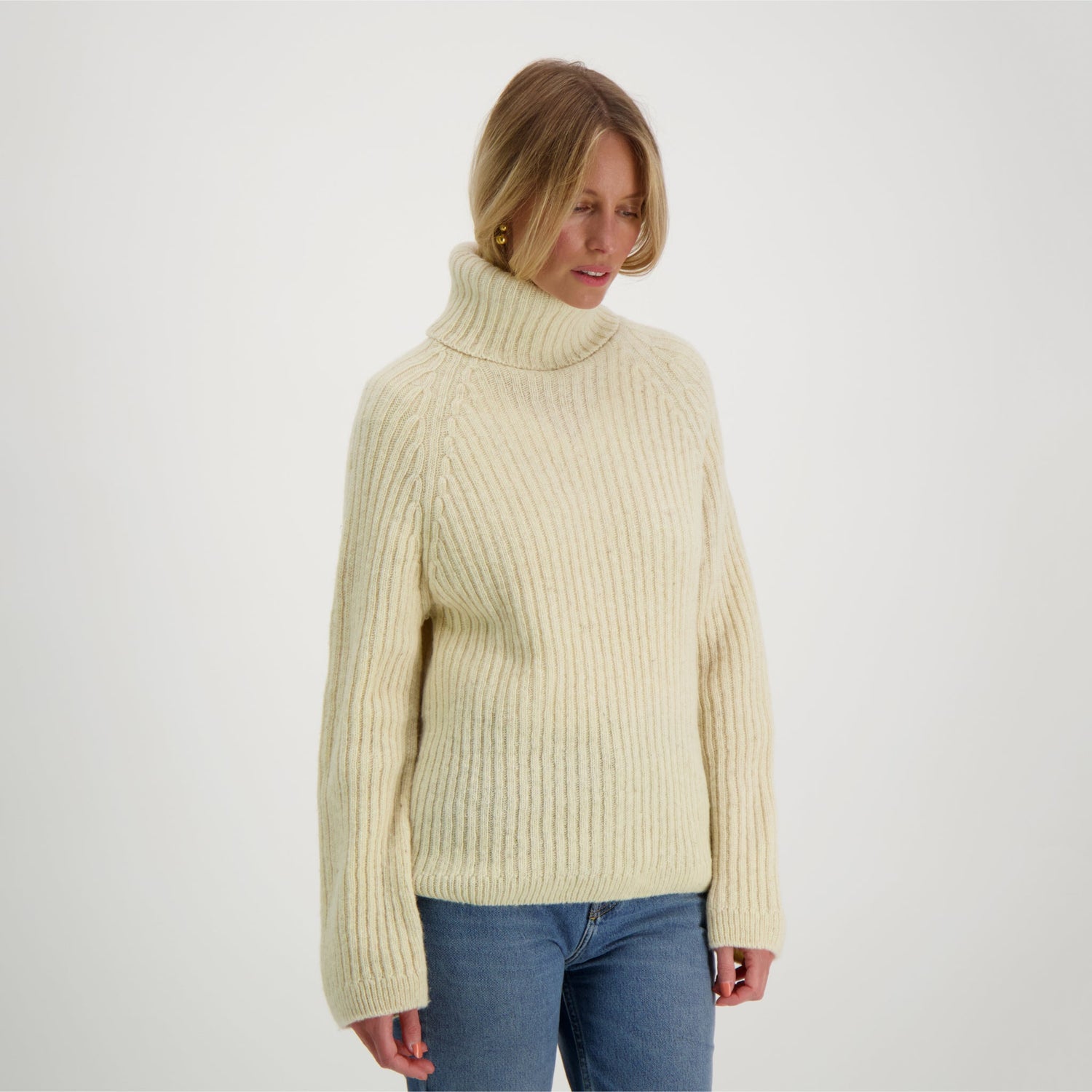 Alexa Roll-Neck Villapaita Luonnonvalkoinen