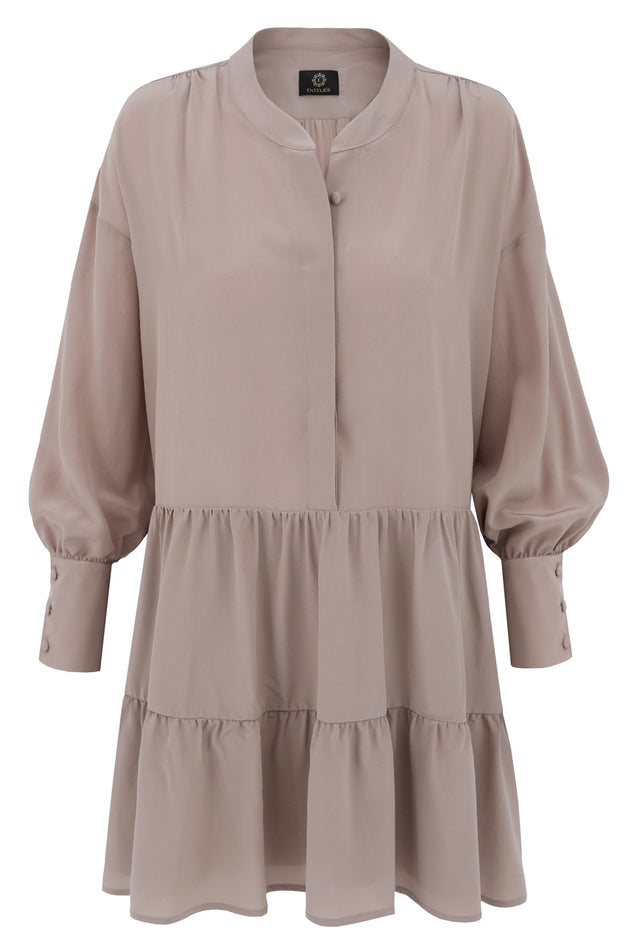 Anais Taupe Silk Dress