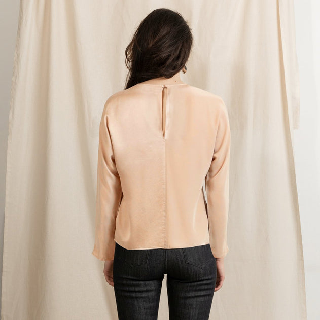 Revolution Round Neck Silk Blouse Pink