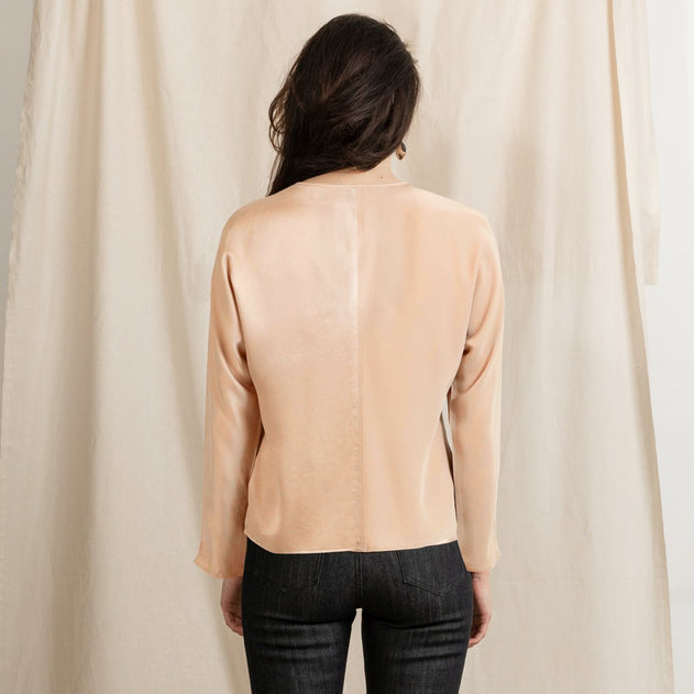 Revolution V-neck Silk Blouse Pink