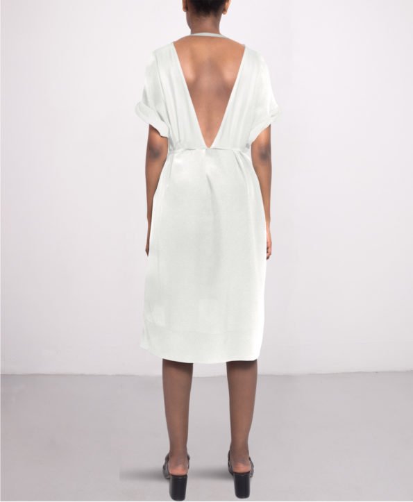Knee-length Silk Dress Off White
