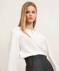 Studio Heijne Blaze Silk Crepe Blouse-Off White