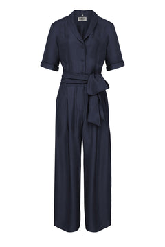 Planet Cupro Jumpsuit Dark Navy