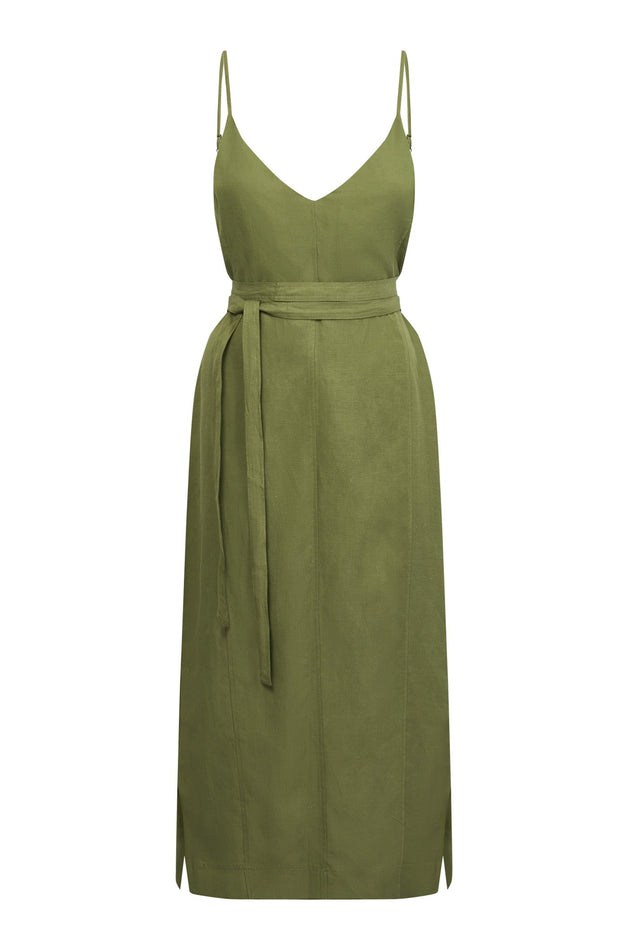 Iman Slip Dress Khaki Green