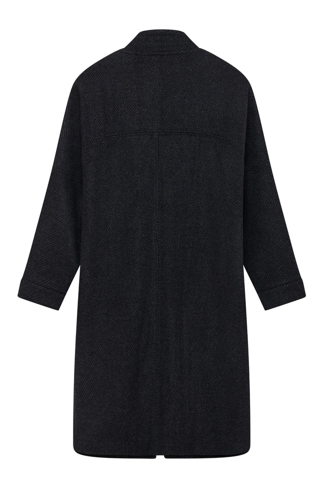 Kaia villasekoitteinen twill-takki Charcoal (hiilenvärinen)