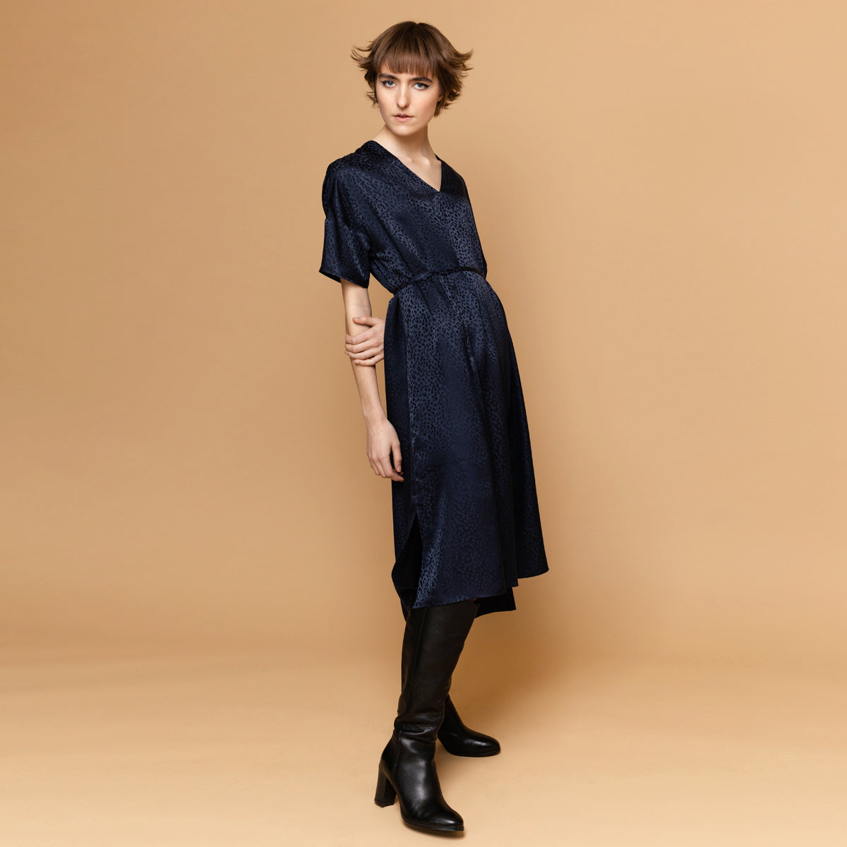 Day Jacquard Silkkimekko Navy