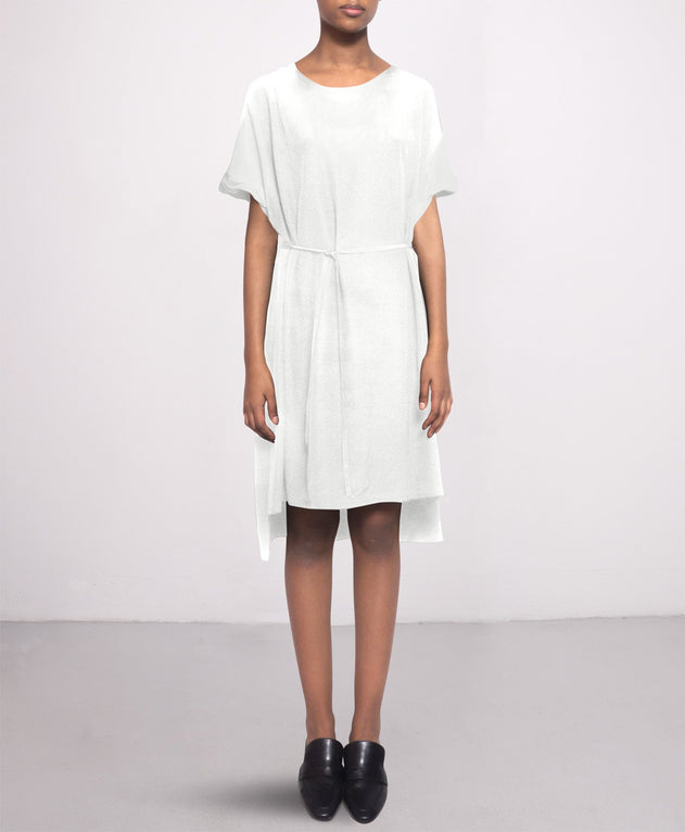 Knee-length Silk Dress Off White