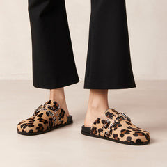 Halia Soft Leather Mules Leopard Beige