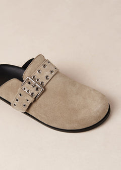 Halia Leather Mules Beige