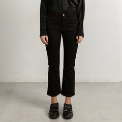 Flared Black Jeans With Matching Stitch Cropped