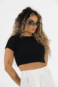 GS Cropped T-paita Musta
