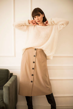 Button Skirt Beige