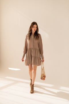 Anais Taupe Silk Dress