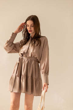 Anais Taupe Silk Dress