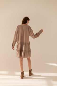 Anais Taupe Silk Dress