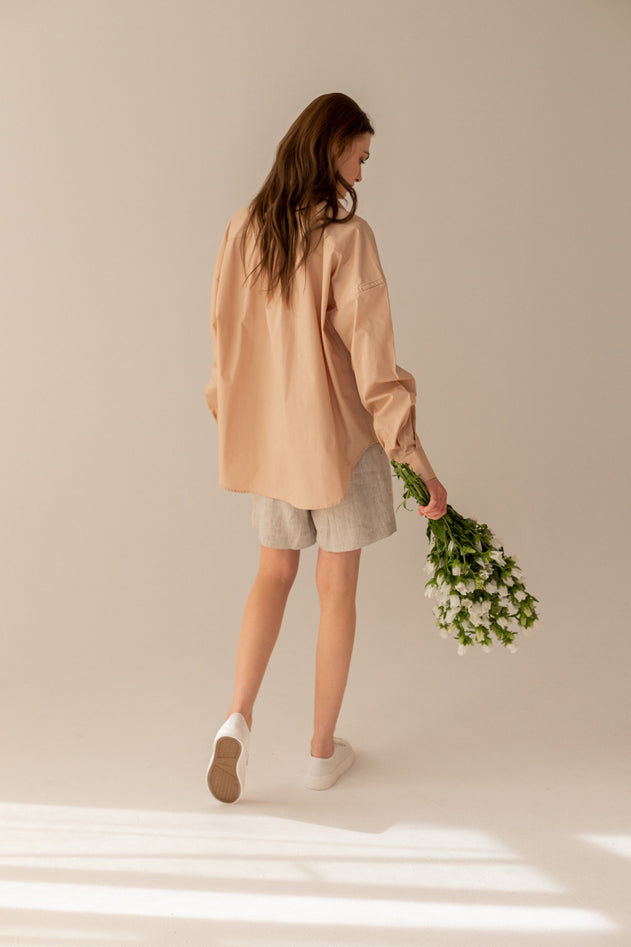 Enteliér Klassinen Oversized Kauluspaita Beige