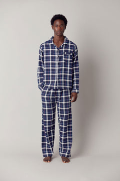 Jim Jam Miesten puuvillainen pyjama setti tumma laivastonsininen