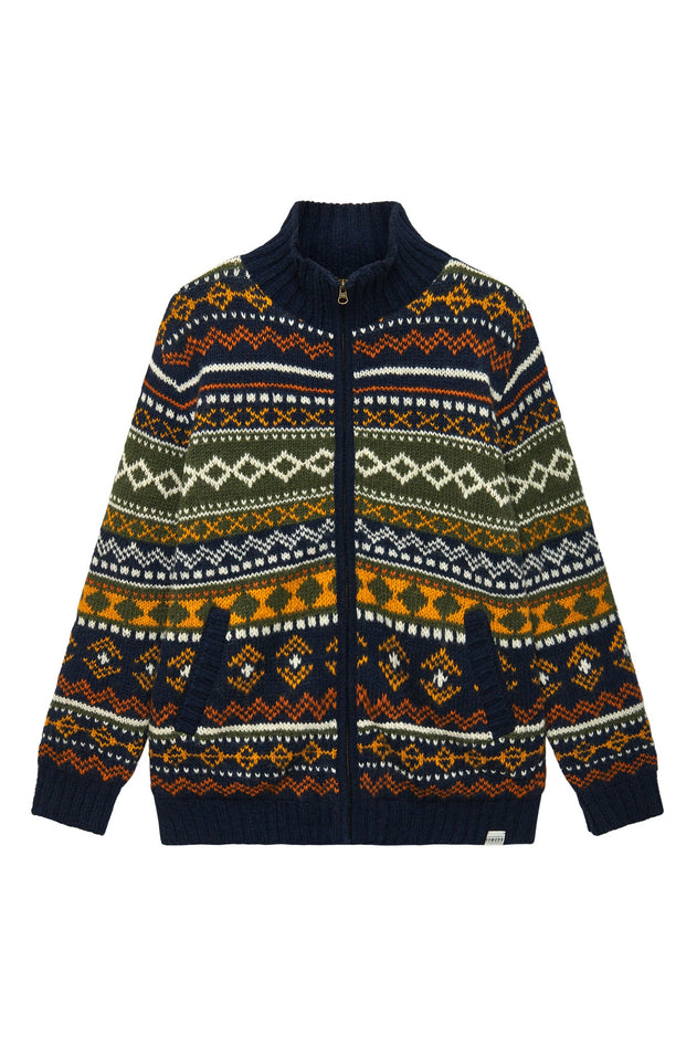 Fair Isle Fleece Villainen Neuletakki Tummansininen