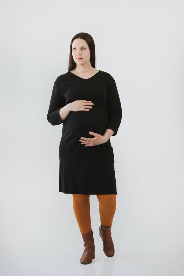Äitiysmekko V-kaula-aukko Musta