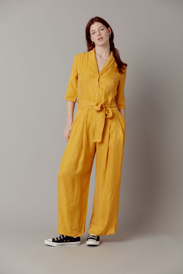 Planet Cupro Jumpsuit Amber